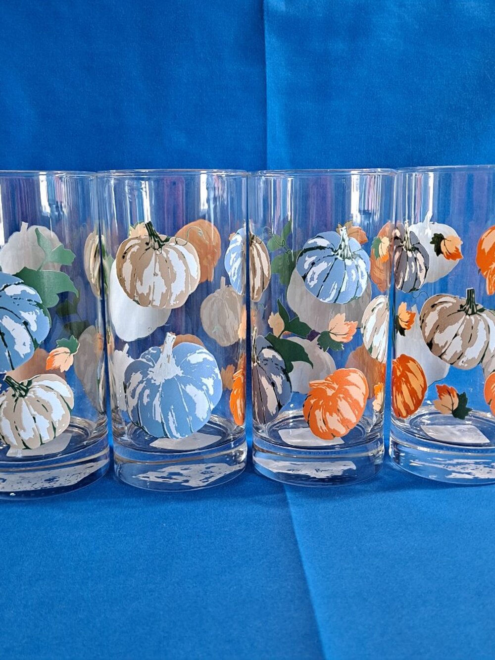 Set 4 New Royal Norfolk PUMPKIN Tumbler GLASSES 16 Oz Fall Gather Thanksgiving